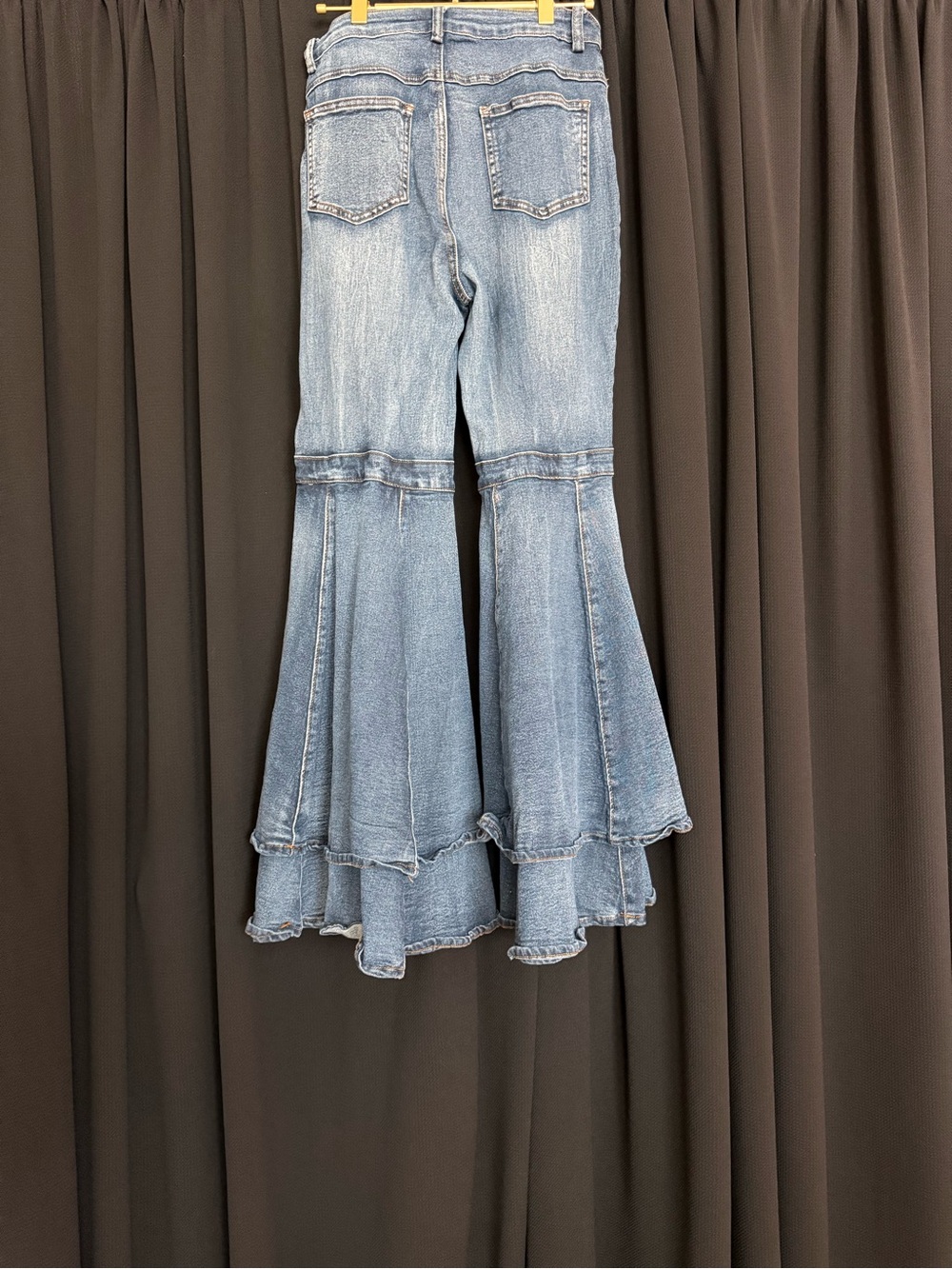 Tiered Flare High-Rise Women's Jeans in Blue - Picture 2 of 2